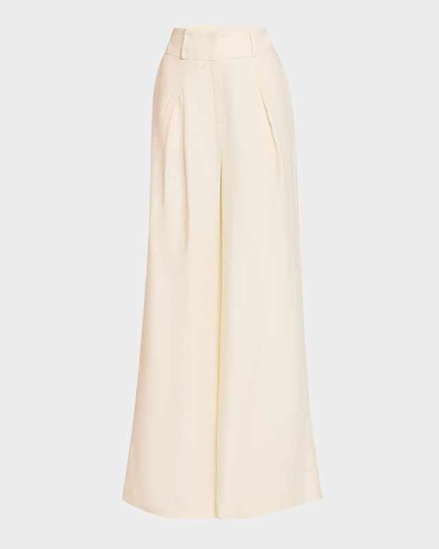 Pleated Wide-Leg Linen Pants
